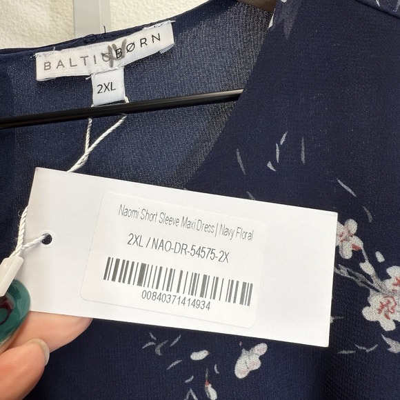 Baltic Born Naomi Short Sleeve Maxi Dress Blue Navy Floral Boho Size 2XL - Picture 15 of 15